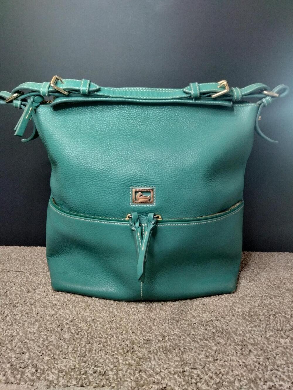 Dooney & Bourke Dillen Pocket Sac Hobo Bag Shoulder Purse - Teal Pebbled Leather